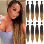 Beyond Beauty Braiding Hair pre stretched, Braids Synthetic Fiber Ombre Yaki Texture, Natural Easy Twist Braids Crochet Hair Hot Water Setting hair extensions