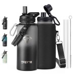 Topre 32oz Insulated Water Bottle,Stainless Steel Vacuum Water Bottle, BPA-Free & Leakproof -with Paracord Handle,Strap,Straw Spout Lids,Large Water Jug for Gym Sports