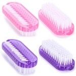 Nail Cleaning Brushes Plastic for Fingernails 2-Sided Non-Slip Brush Nail Brushes 4 Pack(Pink and Purple)