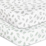Crib Sheets Fitted for Boys and Girls, 2 Pack Crib Sheet Fits for Standard Crib Mattress, Neutral Toddler Bed Sheets, Lovely Print, 52X 28