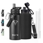 Topre 32oz Insulated Water Bottle,Stainless Steel Vacuum Water Bottle, BPA-Free & Leakproof -with Paracord Handle,Strap,Straw Spout Lids,Large Water Jug for Gym Sports