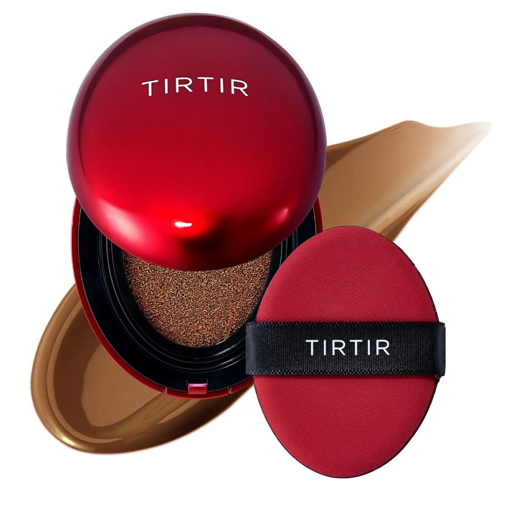 [*Mini Size*] TIRTIR Mask Fit Red Cushion Foundation | Long-Lasting, Lightweight, Buildable Coverage, Semi-Matte Finish, Korean Cushion Foundation (45W Chestnut, 0.15 Oz)