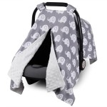 Rquite Car Seat Cover Baby, Carseat Covers for Boy Girl, Minky Infant Car Seat Cover Winter, Peekaboo Opening Car Seat Canopy, Multiuse Baby Carrier, Stroller, Nursing Cover, Minky Blanket, Elephant