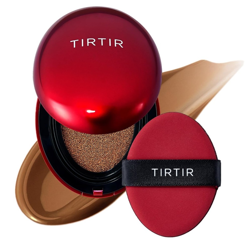 TIRTIR Mask Fit Red Cushion Foundation | Full coverage, Weightless, Skin fit, Satin Glow Finish, Korean Makeup BB Foundation, beauty, Tattoo cover up, Buildable (45N Saddle Brown, 0.63 Fl Oz)