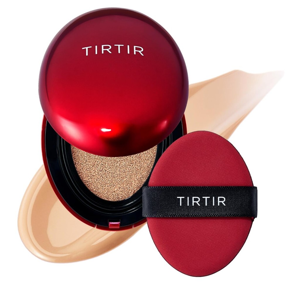 [*Mini Size*] TIRTIR Mask Fit Red Cushion Foundation | Full coverage, Weightless, Skin fit, Satin Glow Finish, Korean Makeup, beauty, Tattoo cover up, Buildable (22N Shell Beige, 0.15 Fl Oz)