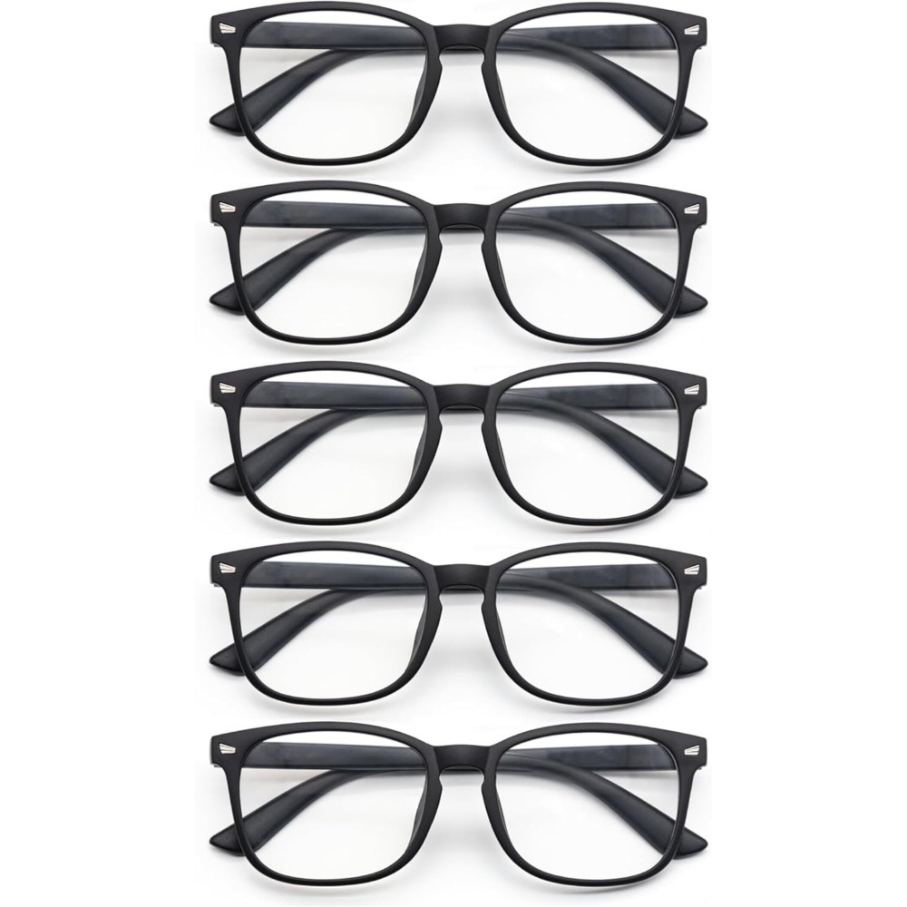 WINTOO Blue Light Glasses for Woman Men | 99% Blue Light Blocking Glasses for Computer Gaming TV Phone Screen Square Frame | Anti Eyestrain & UV Glare Protection - 5 Pair