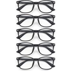 WINTOO Blue Light Glasses for Woman Men | 99% Blue Light Blocking Glasses for Computer Gaming TV Phone Screen Square Frame | Anti Eyestrain & UV Glare Protection - 5 Pair