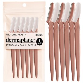 Kitsch Dermaplane Razor for Women Face - Face Razors for Women & Men, Eyebrow Trimmer & Face Shaver - Exfoliating Facial Razor & Skin Care Tool for Smoother Skin - Terracotta, 6 pcs
