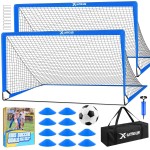 Kids Soccer Goals for Backyard Set of 2, 4 x 3 ft/6 x 4 Toddler Soccer Goal Training Equipment with Soccer Ball, Cones, Pop Up Soccer Net for Kids Age 3-5 4-6 6-8 8-12 10-12 Outdoor Games Sports Gifts