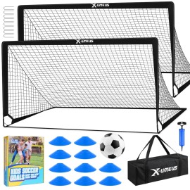 Kids Soccer Goals for Backyard Set of 2, 4 x 3 ft/6 x 4 Toddler Soccer Goal Training Equipment with Soccer Ball, Cones, Pop Up Soccer Net for Kids Age 3-5 4-6 6-8 8-12 10-12 Outdoor Games Sports Gifts