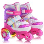 SULIFEEL Rainbow Unicorn 4 Size Adjustable Roller Skates for Girls Boys for Kids Ages 3-5 5-8 6-12 Children Skates Indoor Outdoor