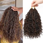 Eerya 8 Packs Boho Box Braids Crochet Hair for Black Women 10 Inch Goddess Box Braids Pre-looped Bohemian Crochet Box Braids With Curly Ends Synthetic Crochet Hair Extensions (10 inch, P4/30)