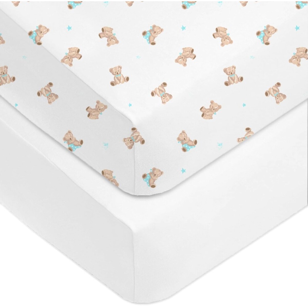 American Baby Company Fitted Crib Sheet 28 x 52, Soft Breathable Neutral 100% Cotton Jersey Sheet, Bear, for Boys and Girls, Fits Crib and Toddler Bed mattresses