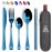 Taplord Portable Travel Silverware Set With Case, Includes 5 Pcs of Travel Utensils With Case, Stainless Steel Flatware Set For Camping, Easy to Travel, Lightweight (Blue)