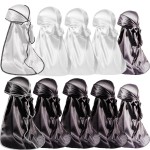 ForceWave 10 Pieces Silky Durags Long Tail for Women Men Satin Durag 360 Wave, Dorag, 10 Pieces