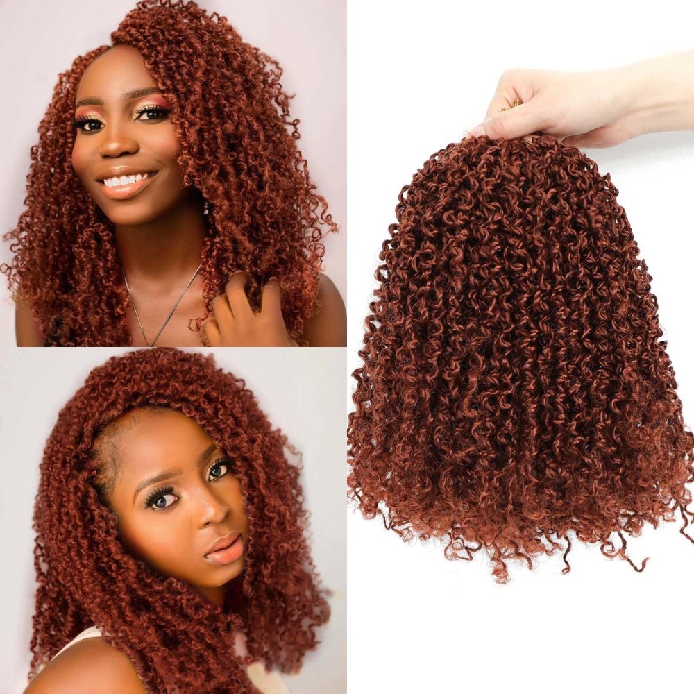 Aksice Pre-looped Yanky Twist Crochet Hair 10 Inch 8 Packs Bohemian Passion Twist Spring Mini Twist Crochet Hair for Black Women Boho Crochet Braids Synthetic (350)