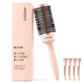 AIMIKE Round Brush for Blow Out, Rose Luxe Medium Round Hair Brush w/Nano Thermal Ceramic Tech, for Blow Drying & Styling Volumizing Shoulder Length Hair, with 4 Clips (Barrel 1.7, Bristle 2.5)