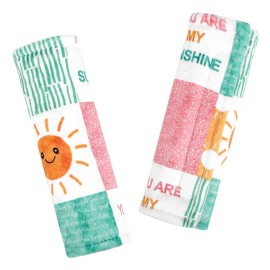 SWESEN Car Seat Strap Cover for Babies, Soft Car Seat Belt Covers, Mink Car Seat Strap Shoulder Pads Girls, Plaid & Sun