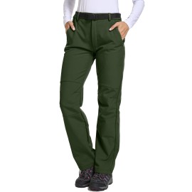 Jessie Kidden Women\'s Waterproof Pants Hiking Ski Snow Fish Fleece Lined Insulated Outdoor Golf Travel Pant (801F Army green 16)