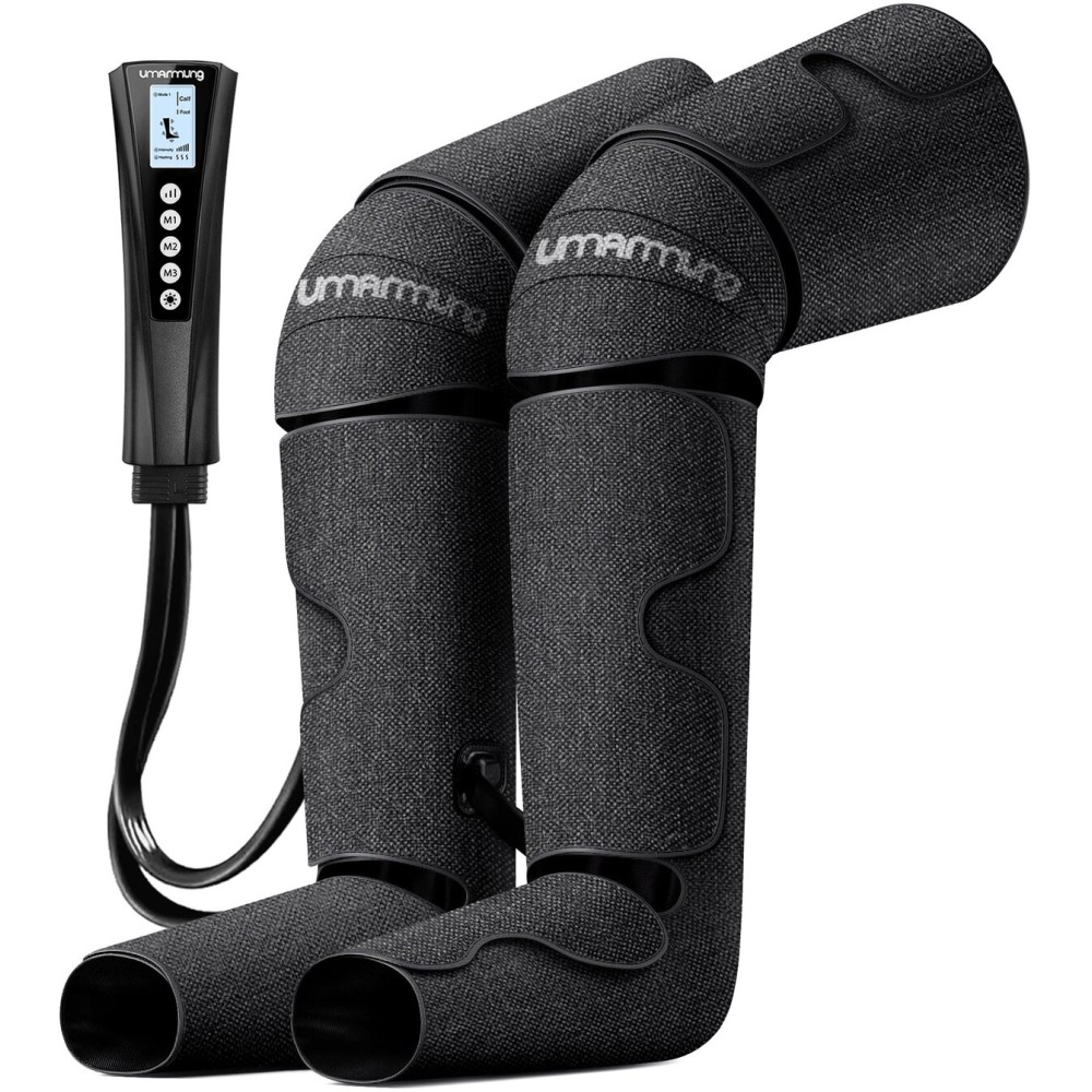 Air Compression Leg Massager with Heat - Ideal Christmas, Mother\'s Day and Father\'s Day Gifts for Men, Women, Dad, Mom - Relieves Foot and Knee Pain, Eases Varicose Veins, Cramps, Swelling and Edema