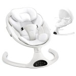 LAREX Baby Swing Infant Swing Electric Toddler Baby Rocker Portable for Newborn Boy Girl, 5 Sway Speeds with Remote Control, 10 Preset Melodies and Bluetooth, 0-6 Months Max 20 Lbs (White)