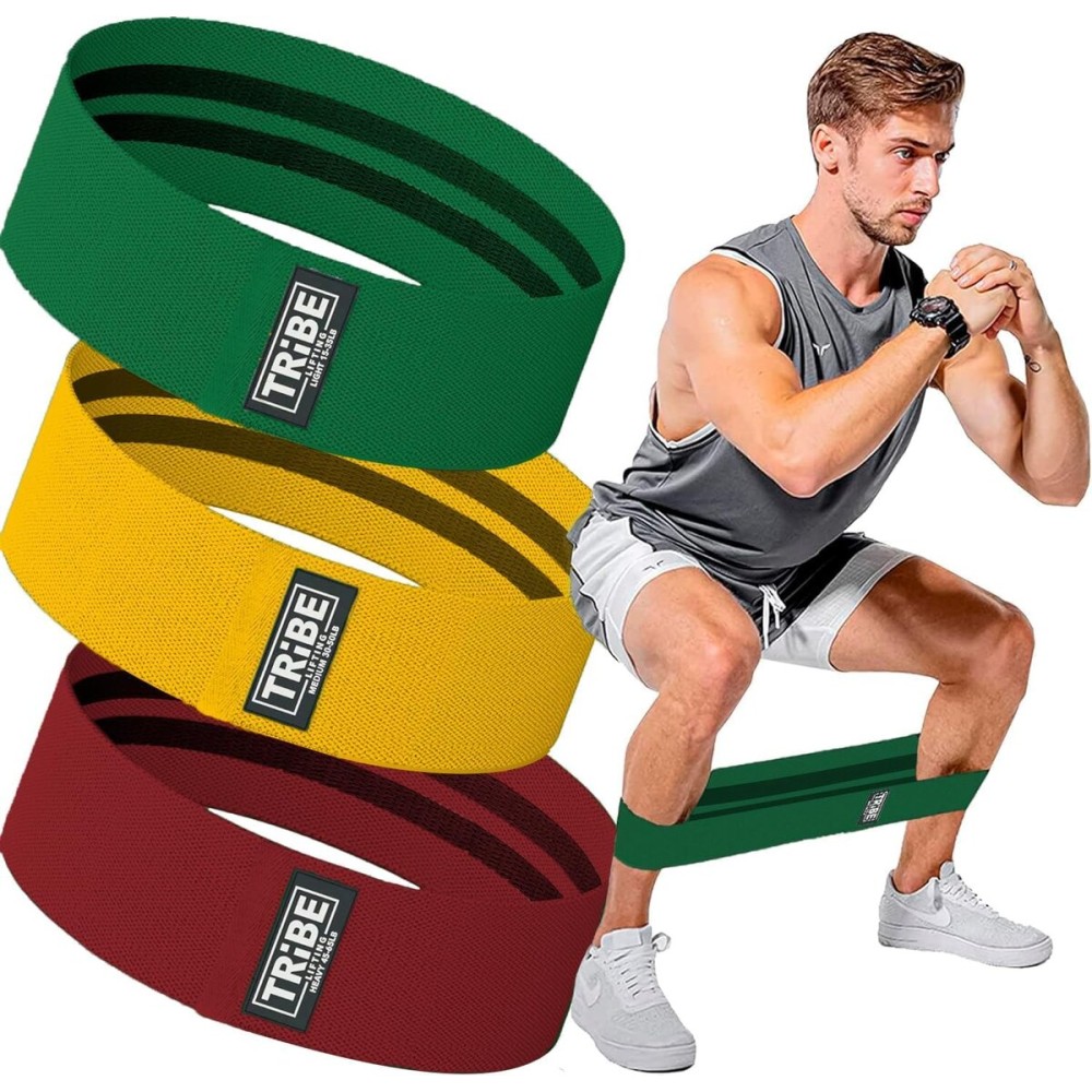 Tribe Lifting Fabric Resistance Bands for Exercise - Hip Bands for Working Out Legs, Glutes, Knees and Thighs for Men and Women - Cloth Circle Booty Bands for Physical Therapy (Multicolor)