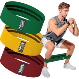 Tribe Lifting Fabric Resistance Bands for Exercise - Hip Bands for Working Out Legs, Glutes, Knees and Thighs for Men and Women - Cloth Circle Booty Bands for Physical Therapy (Multicolor)