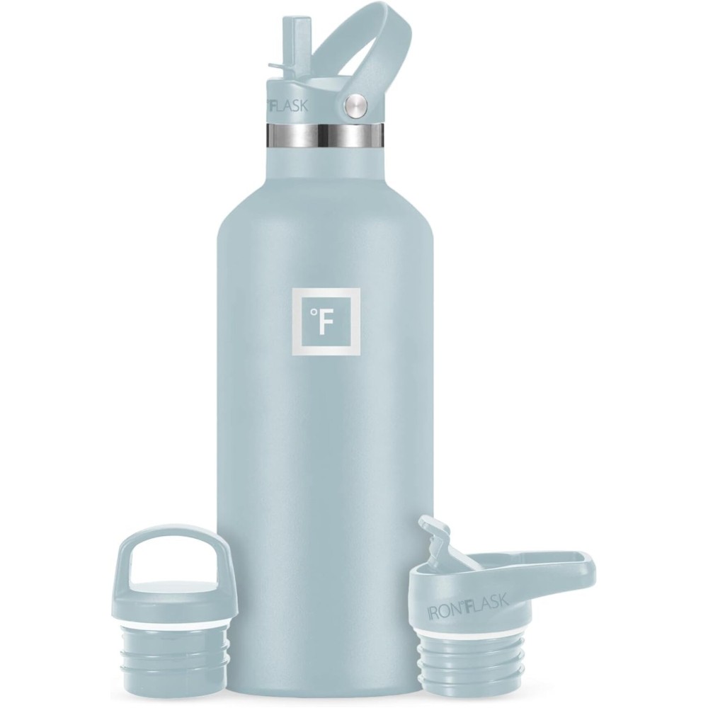IRON FLASK Camping & Hiking Hydration Flask with Straw, BPA-Free Insulated Stainless Steel Sports Water Bottle - 32 oz Morning Mist