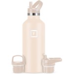 IRON FLASK Camping & Hiking Hydration Flask with Straw, BPA-Free Insulated Stainless Steel Sports Water Bottle - 32 oz Sand