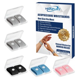Hionfurt Motion Sickness Bands Anti Nausea Wristband for Adult and Kids Morning Sickness Relief for Pregnancy Acupressure Nausea Relief for Car, Sea, Air Sickness-5 Pairs Grey, Grey, Black, Blue, Pink