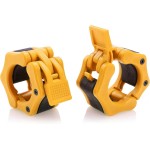 AbraFit 2 Olympic Barbell Clamps - Solid ABS Locking Barbell Collars with Quick Release - for Professional Training Strong Lifts and Olympic Training- Set Of 2 (Orange Citrus)