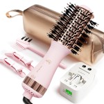 Dual Voltage Travel Hair Dryer Brush, Mini Hot Air Brush Styler & Dryer for European Travel, Hair Trends Nano Titanium 2 Inch One Step Hair Dryer and Styler Volumizer Oval Shape