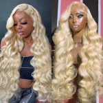 Jewhaut 13x6 613 Lace Front Wig Human Hair 200% Density Blonde Wig Human Hair 26 Inch Body Wave HD Lace Frontal Wigs for Women Pre Plucked Blonde Wig