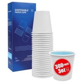 MOUMOULIFE 300 Pack White Disposable Bathroom Cups, Leakproof Small Paper Cups For Mouthwash & Daily Use, Home & Travel