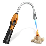 YZLighter Butane Lighter Torch Long Lighter Refillable Lighter Windproof with Visual Fuel Window Flexible Extra Long Torch Lighter for Fireplace Candles (No Butane Included) (Orange, 1 Pack)