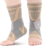 INDEEMAX Ankle Brace for Sprained Ankle Compression Sleeve, 2 Pack Copper Infused Ankle Support Brace for Women & Men, Plantar Fasciitis Relief Achilles Tendonitis, Sports Running, Skin Silver, L