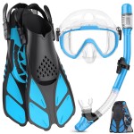 Ubekezele Snorkeling Gear for Adults Men Women,4 in 1 Snorkel Set with Panoramic View Diving Mask Anti-Fog Anti-Leak,Dry Top Snorkel,Fins and Travel Bag for Swimming,Snorkeling and Travel Diving