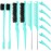 Remerry 12 Pieces Hair Brush Set, Nylon Teasing Hair Brushes 3 Row Salon Teasing Brush, Double Sided Edge Smooth Comb Grooming, Rat Tail Combs with Duckbill Clips for Women(Mint Green)