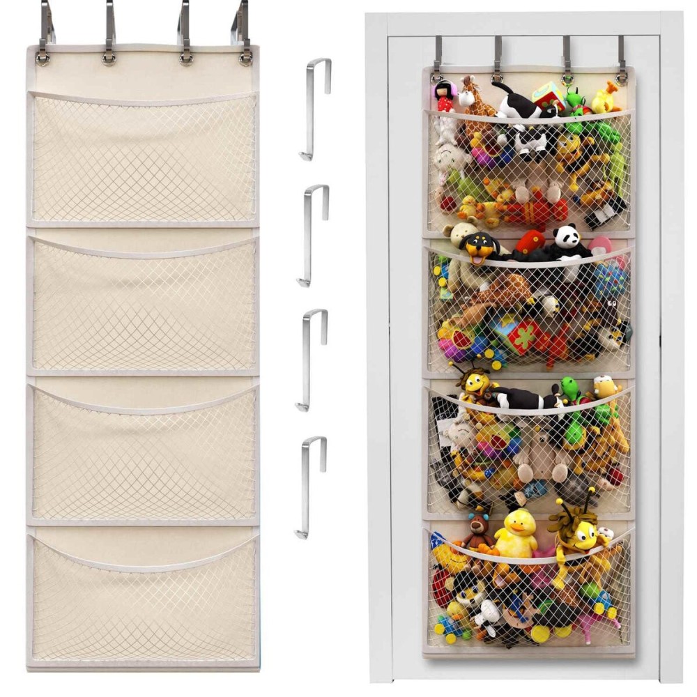Honeyera The Original Storage for Stuffed Animals, Over Door Organizer for Stuffies, Baby Accessories, Toy Plush, Breathable Hanging Pockets Big Girls Toddler Large Bag