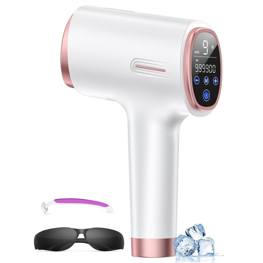Finequin Laser Hair Removal for Women & Men, 45F Ice-Cooling Contact, Safe & Virtually Painless Alternative to Salon IPL Hair Removal Device, Long-Lasting Hair Removal from Home, with Razor & Glasses
