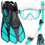Ubekezele Snorkeling Gear for Adults Men Women,4 in 1 Snorkel Set with Panoramic View Diving Mask Anti-Fog Anti-Leak,Dry Top Snorkel,Fins and Travel Bag for Swimming,Snorkeling and Travel Diving