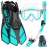 Ubekezele Snorkeling Gear for Adults Men Women,4 in 1 Snorkel Set with Panoramic View Diving Mask Anti-Fog Anti-Leak,Dry Top Snorkel,Fins and Travel Bag for Swimming,Snorkeling and Travel Diving
