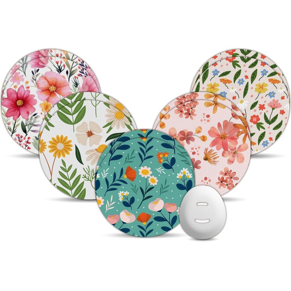 Dexcom G7 Over Patches with Flowers, Amolyfe 10-Pack Dexcom Stelo Adhesive Patches Waterproof Bump-Proof with Hard Cap, Breathable, Medical Adhesive, 10-Day CGM Protection (G.Flower)