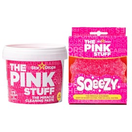 Stardrops - The Pink Stuff Miracle Cleaning Paste & SQeeZY Scrubber Sponge Bundle - All-Purpose, Non-Scratch Cleaner for Kitchens, Bathrooms, Walls, Floors, Pots, Grout, and More