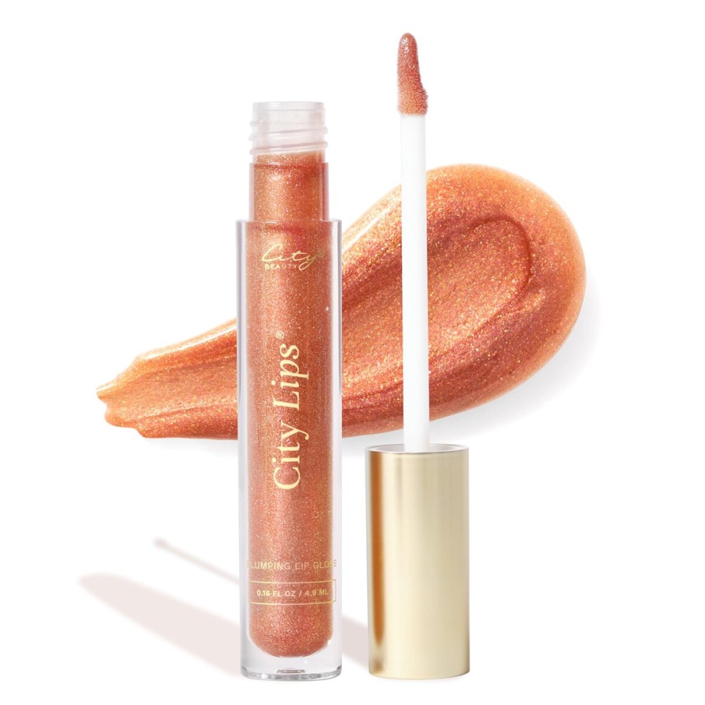 City Beauty City Lips Plumping Lip Gloss Sparkling Cider - High-Shine Gloss for Fuller, Younger-Looking Lips | Hydrating & Smoothing Lip Treatment Hyaluronic Acid