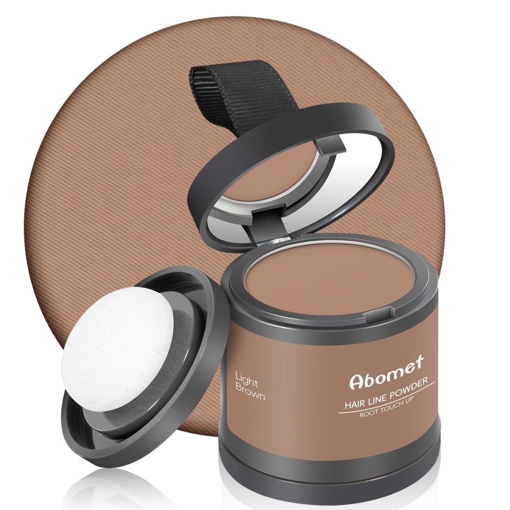 Abomet Hairline Powder Instantly Conceals Hair Loss, Root Touch Up Hair Color Powder, Hair Toppers for Women Men, Hair Fibers for Thinning Hair, Root Cover Up lasting 24 hours (Light Brown, 0.35)
