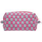 PAZIMIIK Checkered Makeup Bag for Purse Portable Zipper Make Up Pouch Small Cosmetic Case for Travel Accessories Magenta Green