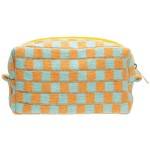 PAZIMIIK Checkered Makeup Bag for Purse Portable Zipper Make Up Pouch Small Cosmetic Case for Travel Accessories Orange Green