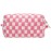 Checkered Makeup Bag for Purse Portable Zipper Make Up Pouch Small Cosmetic Case for Travel Accessories Pink White