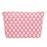 Knitted Checkered Makeup Bag Large Zipper Make Up Accessory Pouch for Purse Cosmetic Brush Bag for Travel Essential Pink White